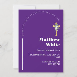 Elegant Cross Baptism Invitation   Modern Minimal