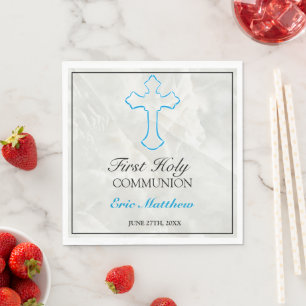 Elegant Cross Boys First Communion Napkin