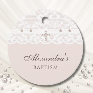 Elegant Cross Christian Baptism Thank You  Favour Tags