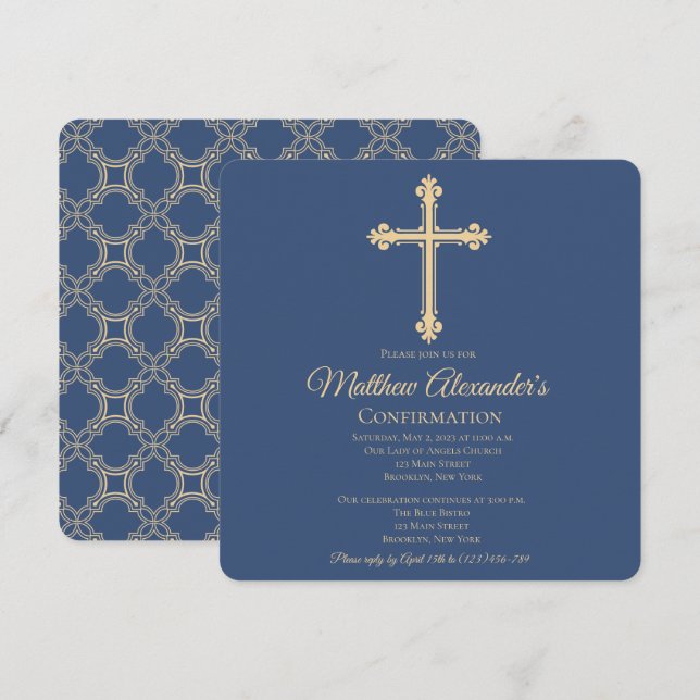 Elegant Cross Confirmation Invitation (Front/Back)