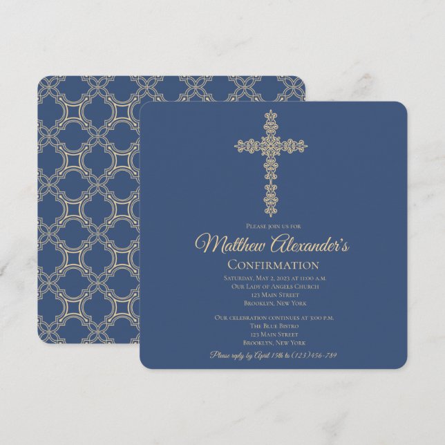 Elegant Cross Confirmation Invitation (Front/Back)