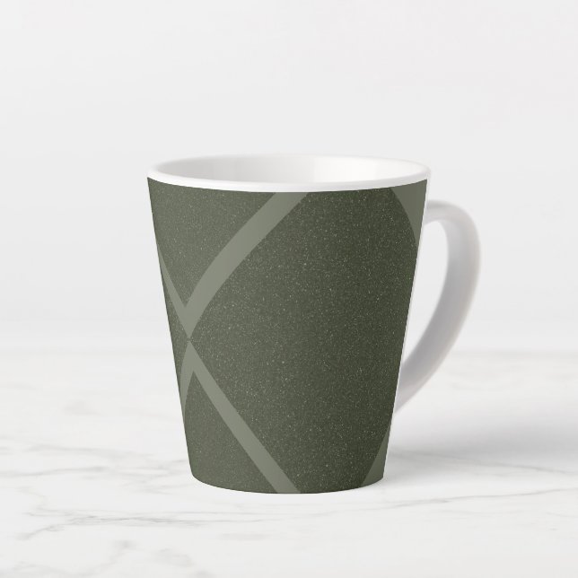 Elegant Cross-Curve Latte Mug in Dark Moss Green (Right Angle)
