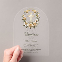 Elegant Cross Floral Wreath Classic Baptism 
