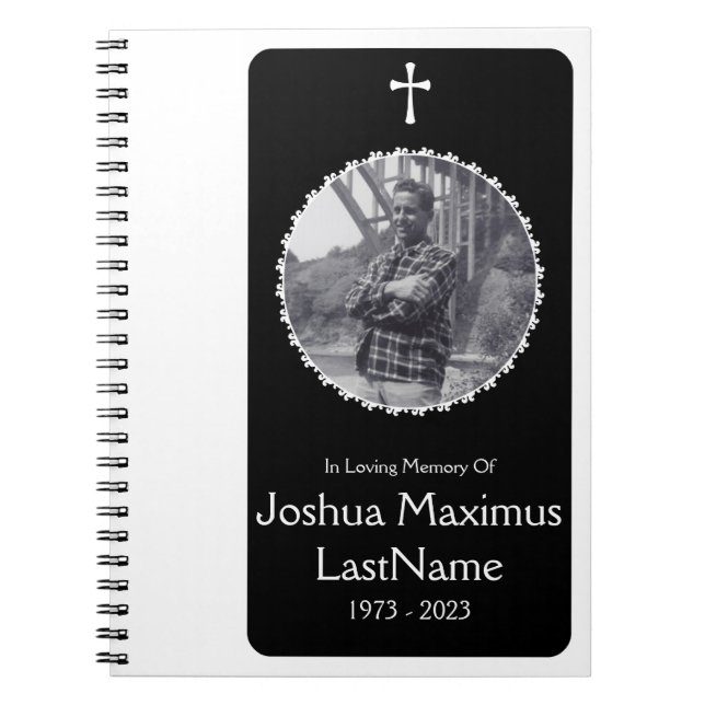 elegant cross funeral service guest book (Front)