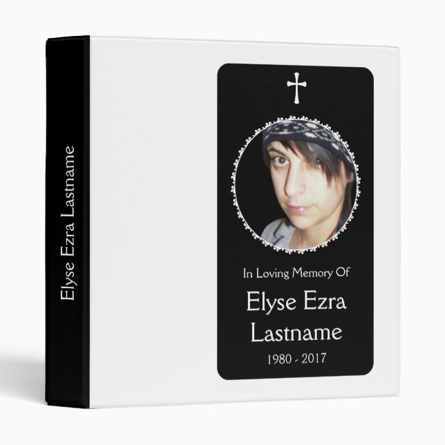 elegant cross funeral service guest book binder (Front/Spine)