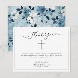Elegant Cross Funeral Thank You Card