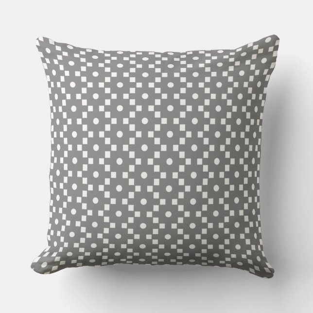 Elegant Cross Geometric Pattern in Grey & White Throw Pillow (Front)