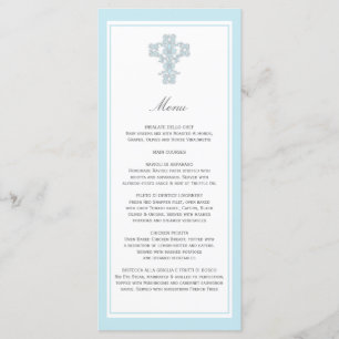 Elegant Cross in Blue Menu Page Rack Card
