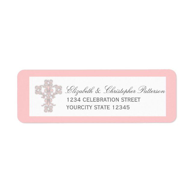 Elegant Cross in Pink Address Label (Front)