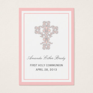 Elegant Cross in Pink Favour Tag Card