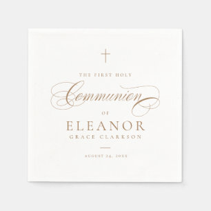Elegant Cross Script Calligraphy First Communion Napkin