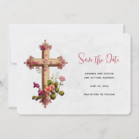 Elegant Cross with Pink Flowers