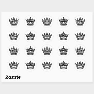 Elegant Crown Art in Minimalist Style Classic Round Sticker