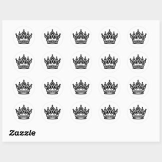 Elegant Crown Art in Minimalist Style Classic Round Sticker