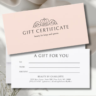 Elegant Crown Peach Brown Salon Gift Certificate