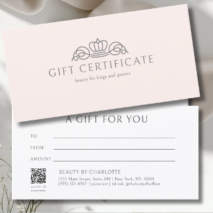 Elegant Crown Salon Blush Pink Gift Certificate