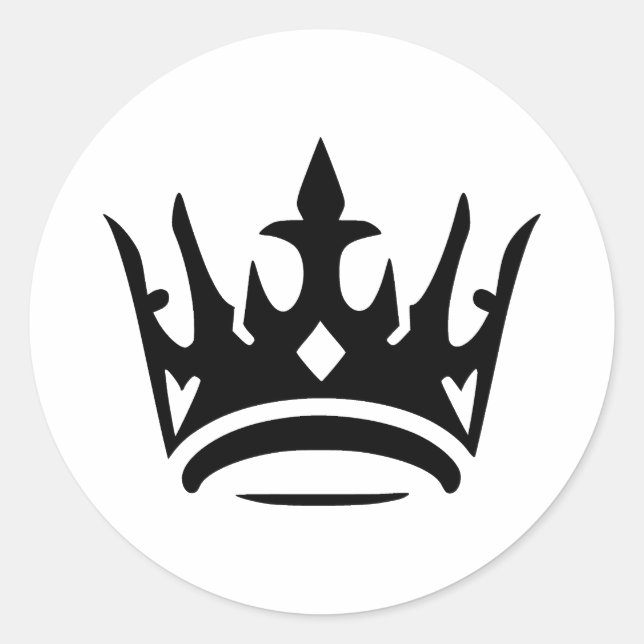Elegant Crown Silhouette in Monochrome Classic Round Sticker (Front)