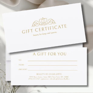 Elegant Crown White Salon Gift Certificate