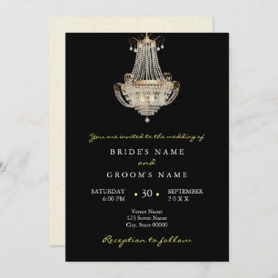Elegant crystal chandelier wedding invitation