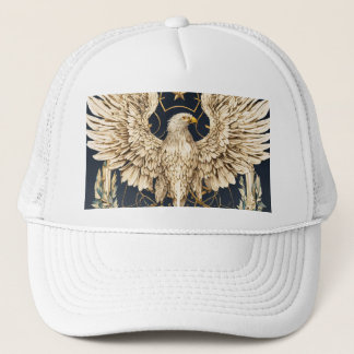 Elegant Crystal Eagle White Cap" Trucker Hat