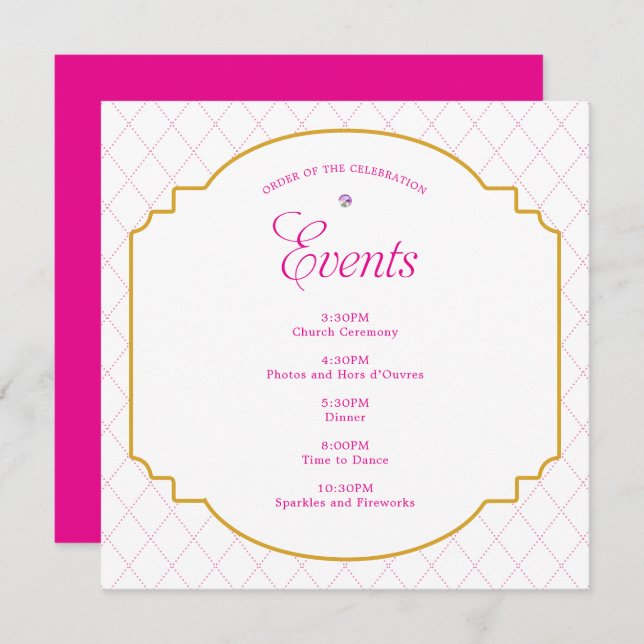 Elegant Crystal Pink Gold Pattern Party Program (Front/Back)