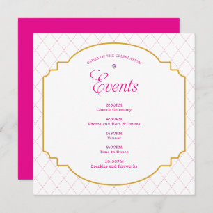Elegant Crystal Pink Gold Pattern Party Program