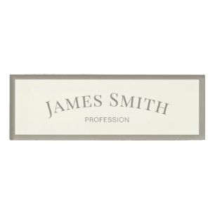Elegant Crystal White Grey Minimalist Professional Name Tag