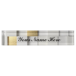Elegant Cube wall 3D art- white and gold Nameplate