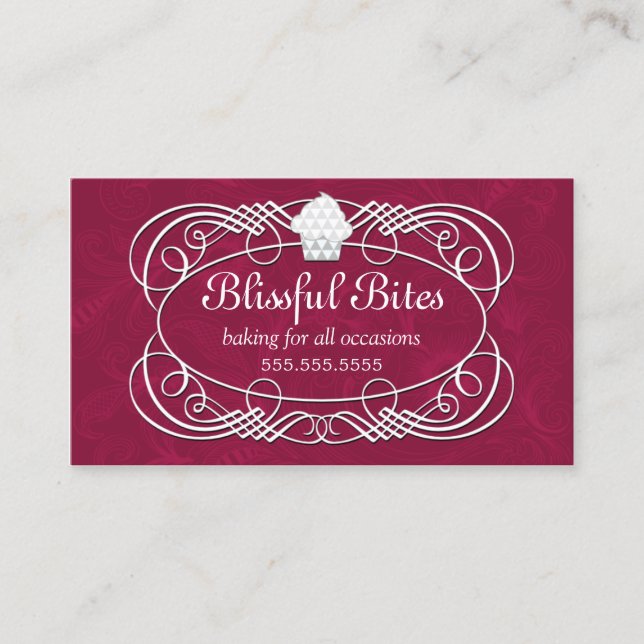 Elegant Cupcake Bakery Business Card (Front)