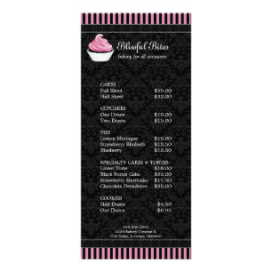 Elegant Cupcake Bakery Menu Price List