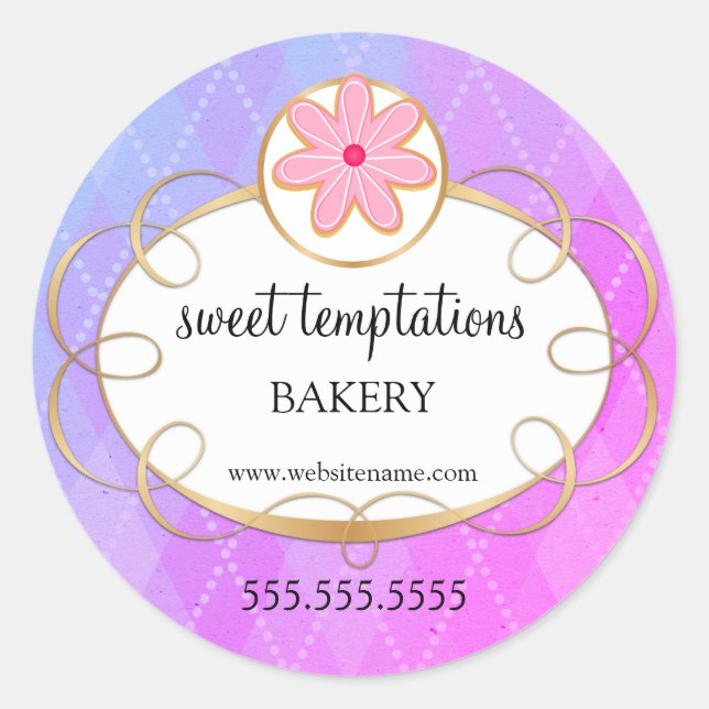 Elegant Cupcake Bakery Packaging Classic Round Sti Sticker (Front)