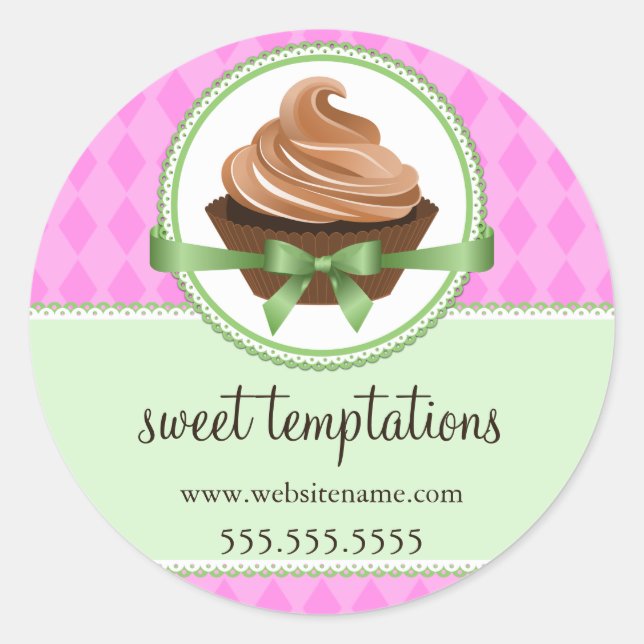 Elegant Cupcake Mint Bakery Box Packaging Seals (Front)