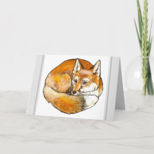 Elegant Curled Red Fox Blank All Occasion Note Card