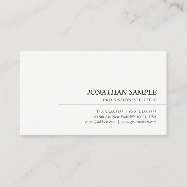 Elegant Cursive Italic Font Modern Simple Template Business Card (Front)