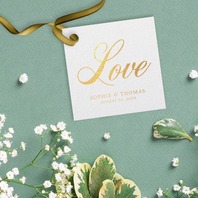 Elegant Cursive Love Wedding Foil Favour Tags (Creator Uploaded)