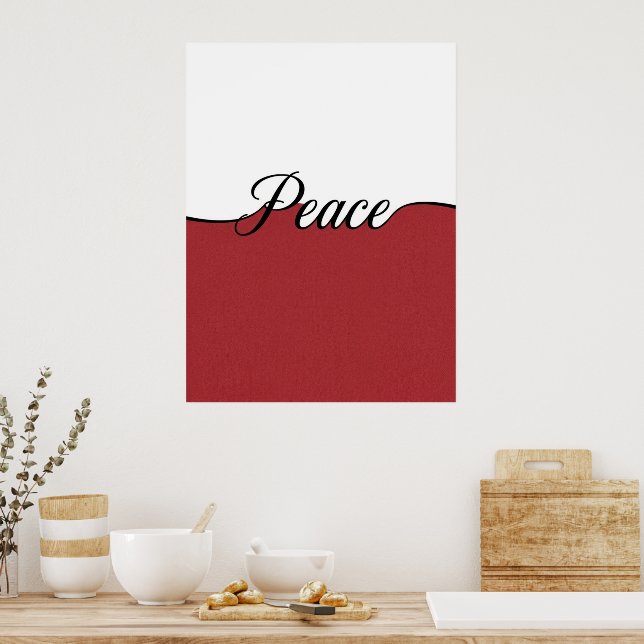 Elegant Cursive Peace Minimalist Wall Print (Kitchen)