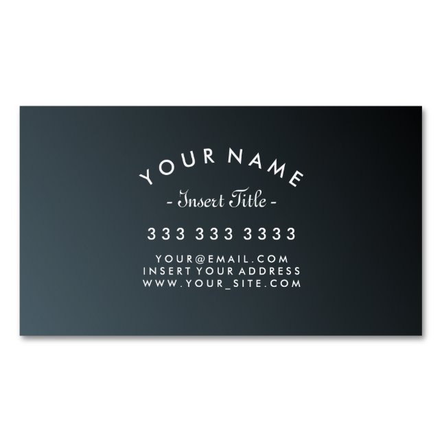 Elegant Curved Text Cadet Black Gradient Magnetic Business Card (Front)