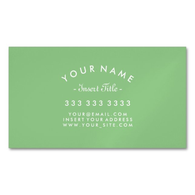 Elegant Curved Text Professional Sage Magnetic Business Card (Front)