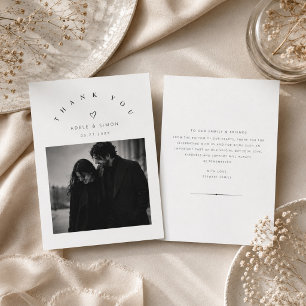 Elegant Curved Typography Wedding photo Thank You Card