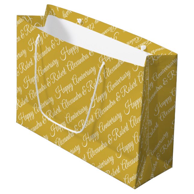 Elegant Custom Anniversary Large Gift Bag (Front Angled)