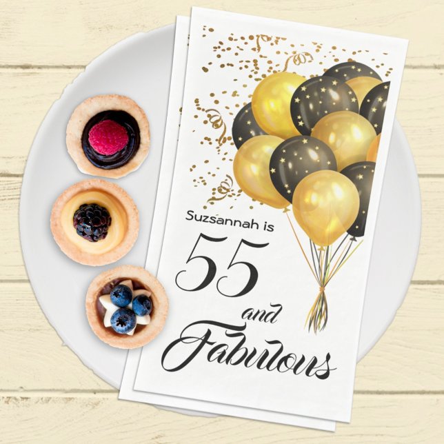 Elegant Custom Birthday Gold Confetti Black Text Napkin (Creator Uploaded)