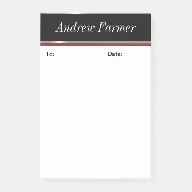 Elegant Custom, Black and Silver Post it Notes (Front)