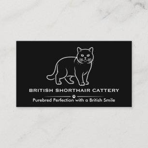 Elegant Custom Black British Shorthair Cattery Business Card
