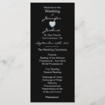 Elegant Custom Black Heart Wedding Programs<br><div class="desc">Greet your guests at your wedding church ceremony with these elegant personalized programs.  DIY templates for you to edit as you wish. Black background can be chnged to any colour. Faux diamond heart to add some little sparkle.  CONTACT DESIGNER for other variations.</div>