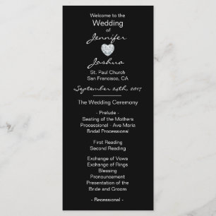 Elegant Custom Black Heart Wedding Programs