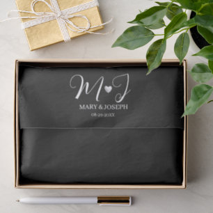 Elegant Custom Black Wedding Water Bottle Label Tissue Paper