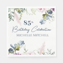 Elegant Custom Blue Pink 85th Birthday