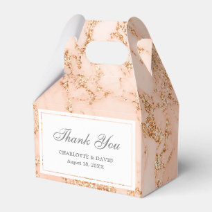 Elegant Custom Blush Pink and Gold Marble Favor Box