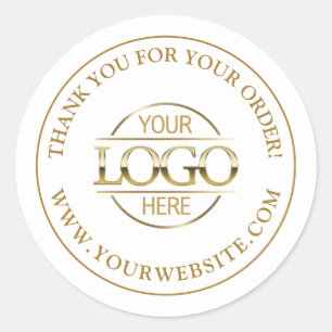 Elegant Custom Busines Logo Promotional White Gold Classic Round Sticker