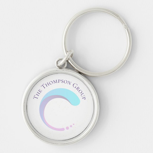 Elegant Custom Business Company Name Logo  Keychain (Front)
